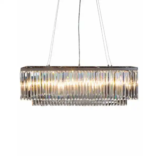 Chrome Glass Prism Drop Rectangular Chandelier