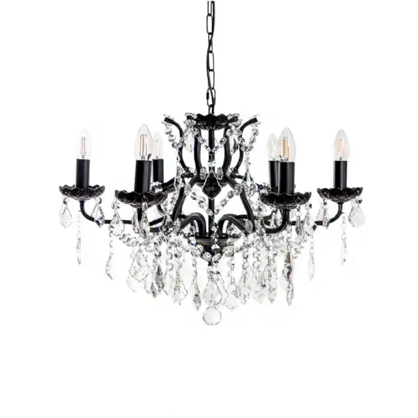 Matt Black 6 Branch Shallow Chandelier