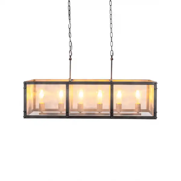 Rectangular Industrial Iron Chandelier