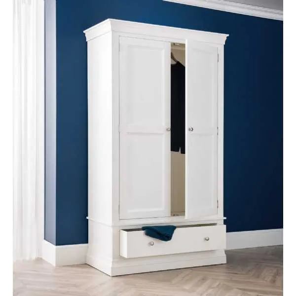 Clermont 2 Door 1 Drawer Wardrobe White