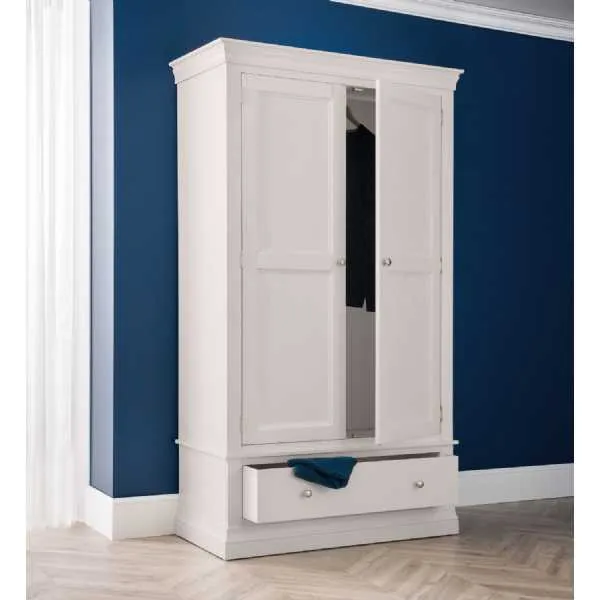 Clermont 2 Door 1 Drawer Wardrobe Light Grey