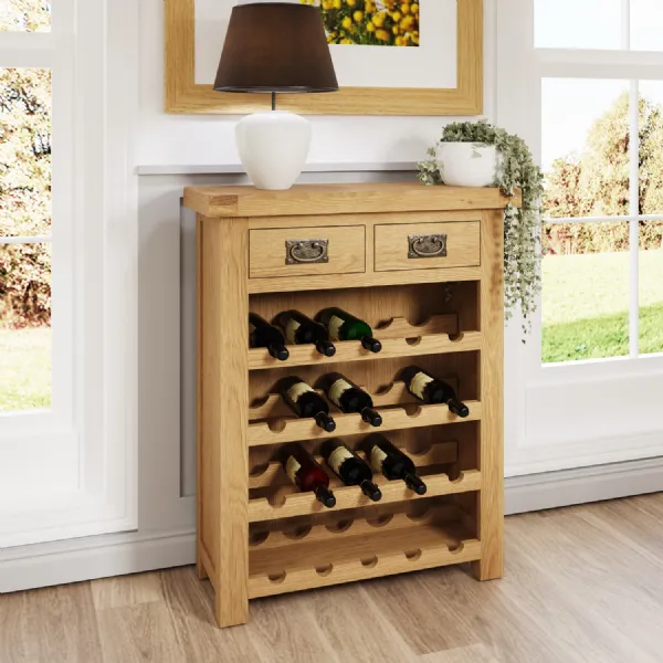 Rustic Oak 20 Bottle Wine Rack