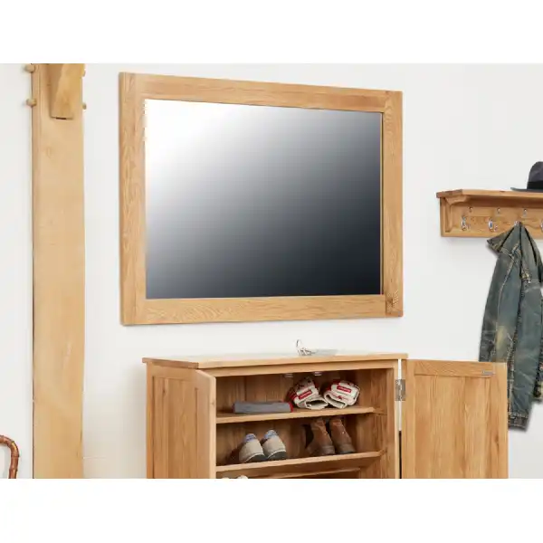 Solid Light Oak Over Mantel Wall Mirror Rectangular