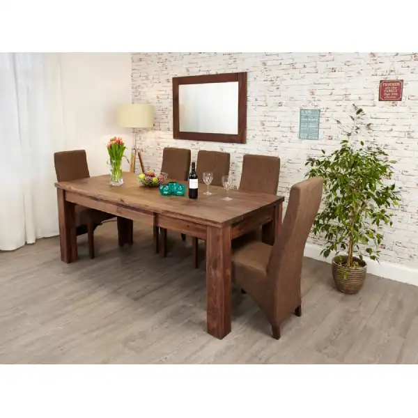 Dark Wood Walnut Extending Dining Table 6 to 8 Seater Dark Wood Finish