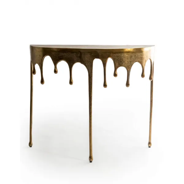 Gold Dali Drip Aluminium Half Moon Console Table