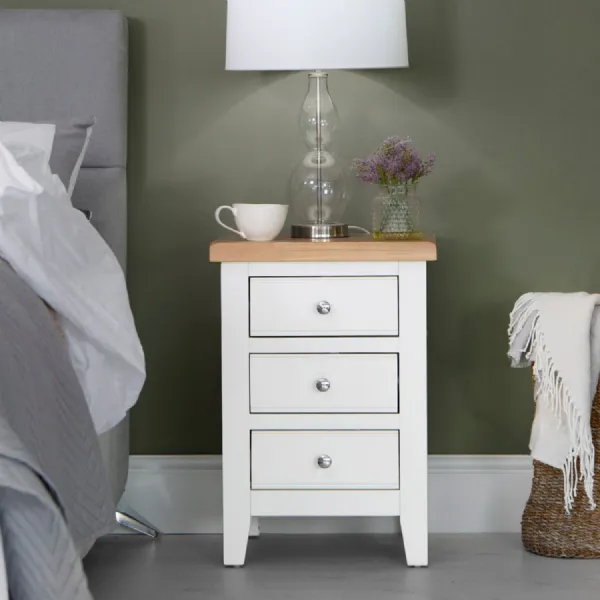 EA Bedroom White 3 Drawer bedside cabinet