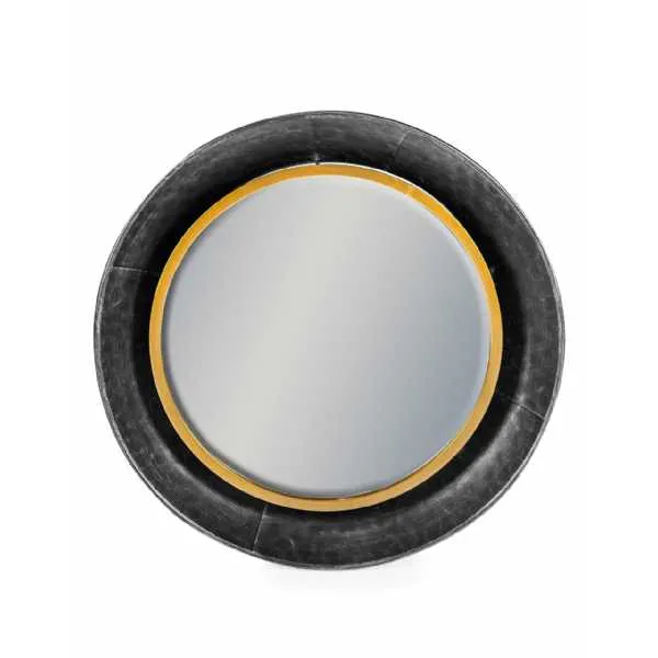 Black and Bronze Round Wall Mirror 60cm Diameter