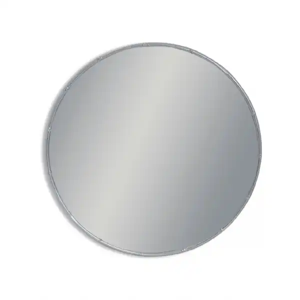 Silver Round Metal Bamboo Wall Mirror