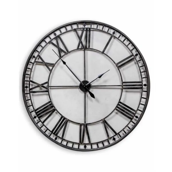 Large Black Round Metal Skeleton Wall Clock 120cm Diameter