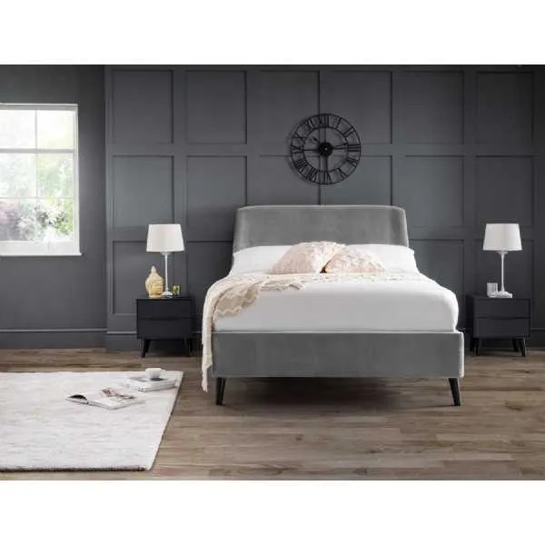 Frida Curved Velvet Bed 150cm Grey