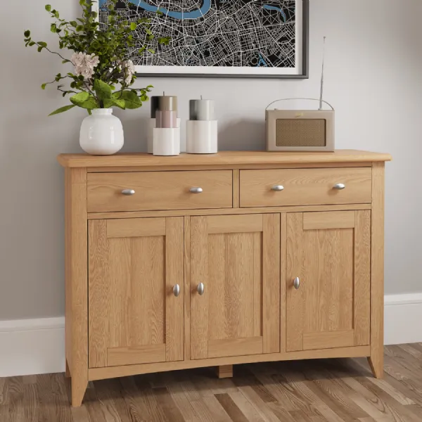 Modern Solid Oak Top 3 Door 2 Drawer Sideboard