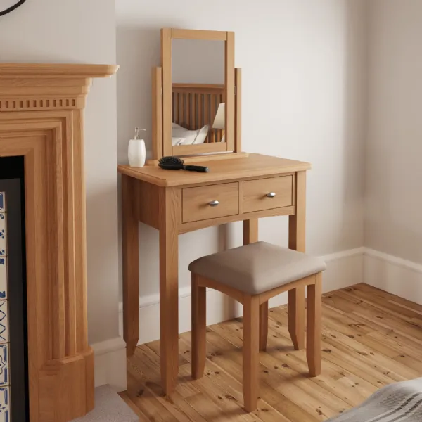 Oak Wood 2 Drawer Dressing Table