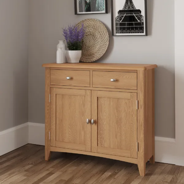 Modern Oak Wood 2 Door 2 Drawer Sideboard