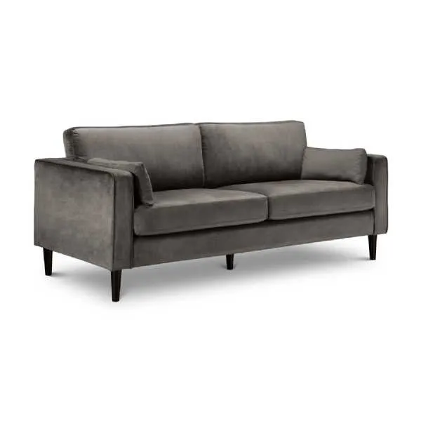 Hayward Velvet Grand 3 Seater Sofa Grey