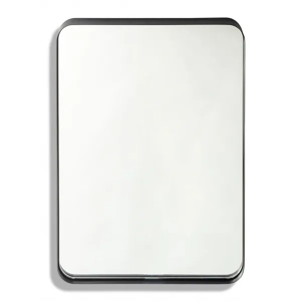 Large Rectangular Matt Black Steel Framed Mirror