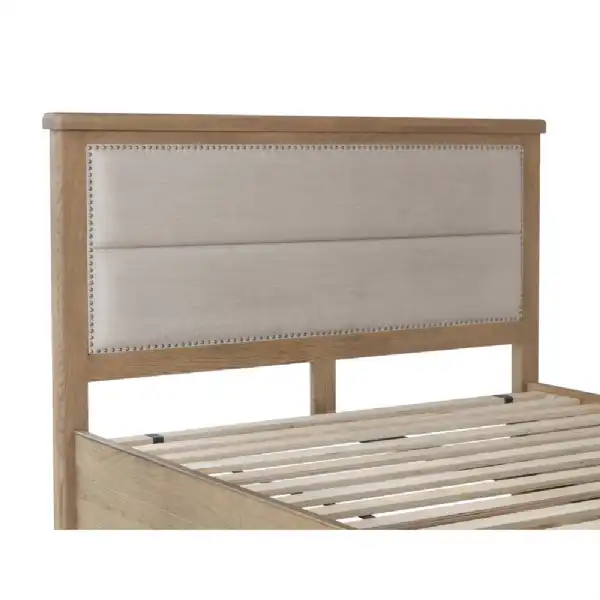 Oak 6ft Super King Size Beige Fabric Headboard