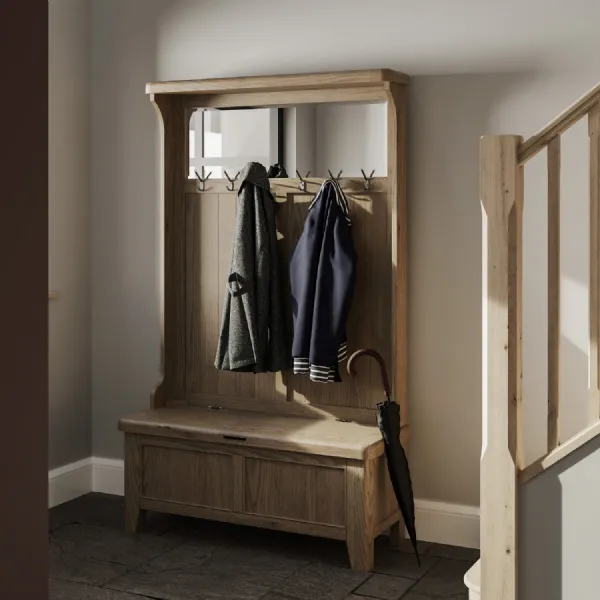 Oak Storage Bench 3 Basket Drawers