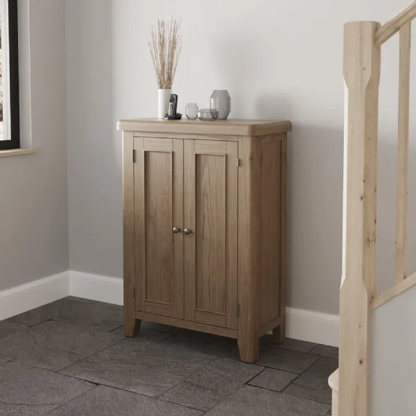 Large Oak Shoe Cupboard 80cm Wide