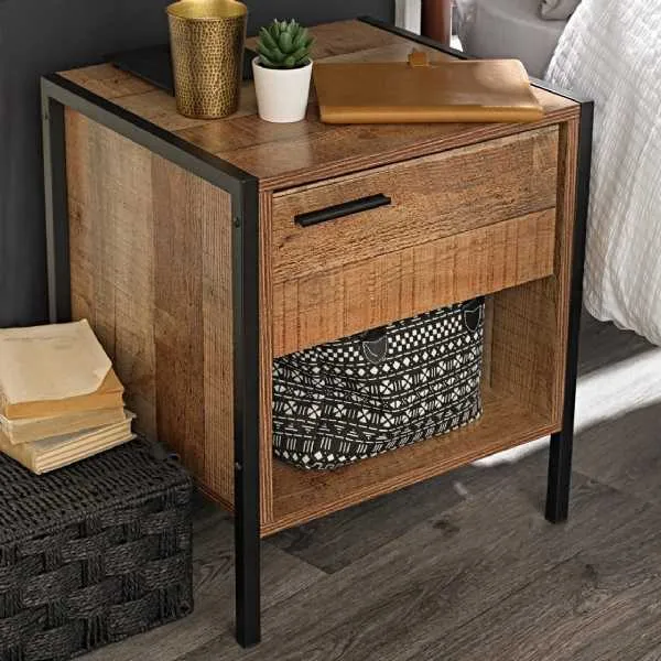 Hoxton Bedside Cabinet Distressed Oak Effect