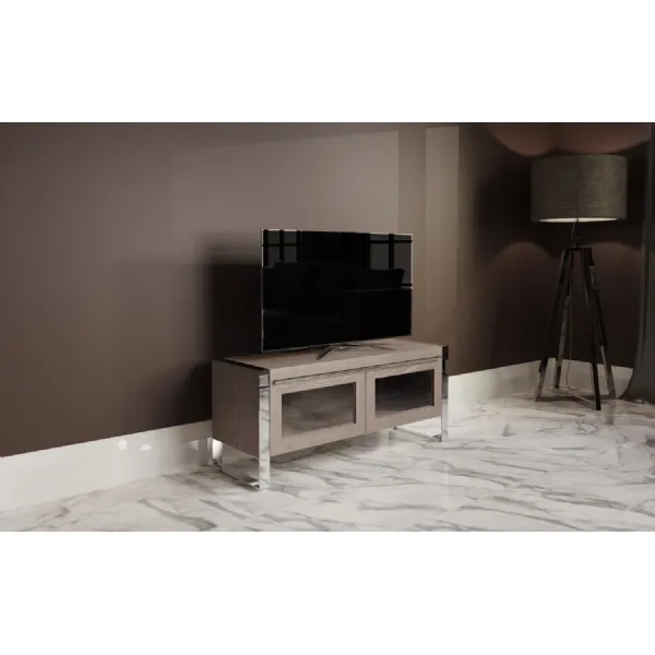 Silver Grey Oak Chrome TV Unit 2 Door 1 Drawer