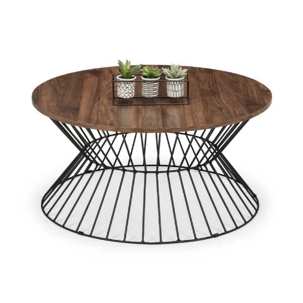 Jersey Round Wire Coffee Table Walnut