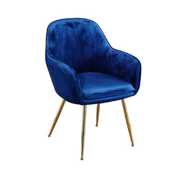 Lara Dining Chair Royal Blue With Gold Legs (pack Of 2)