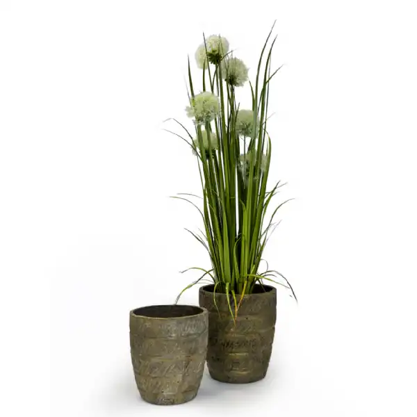 Antiqued Gold Set of 2 Garden Planters