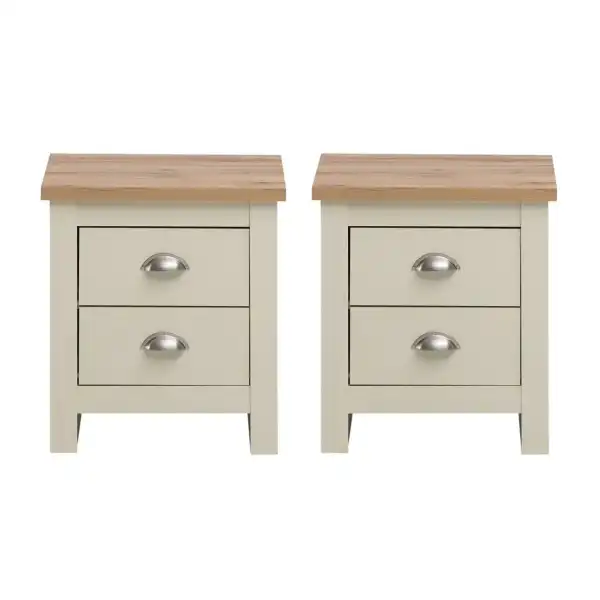 2x Nightstand With 2 Drawers