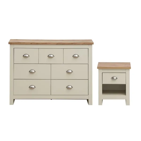 2 Piece Bedroom Set (3+4 Chest, 1 Drawer Bedside)