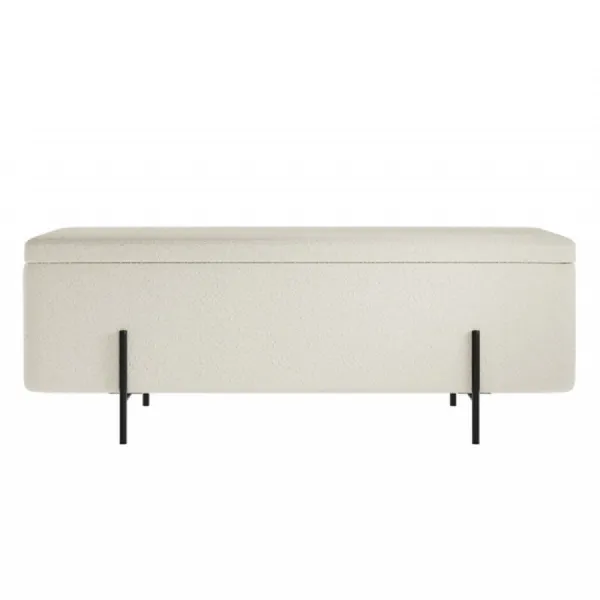 Lola Storage Ottoman Ivory Boucle