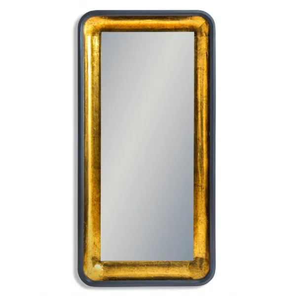 Grey And Gold Rectangular Wall Mirror With Led Lighting