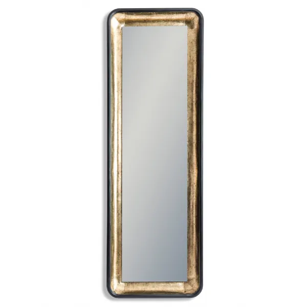 Black And Antique Gold Tall Wall Mirror with Led Lighting