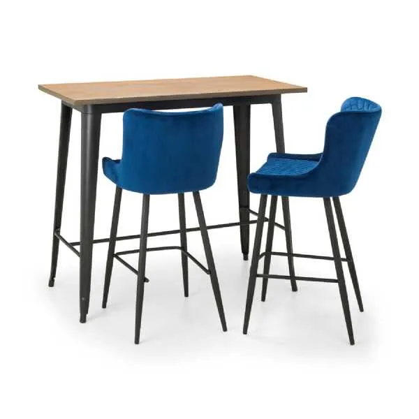 Luxe Velvet Bar Stool Blue