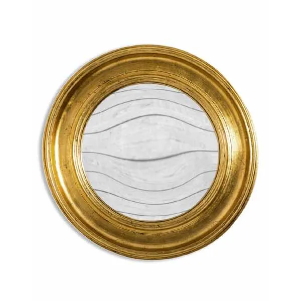 Large Antique Gold Round Convex Wall Mirror