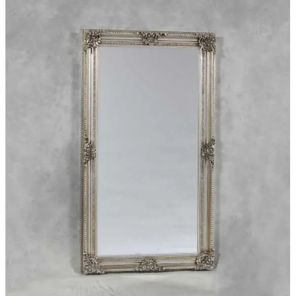 Large Baroque Silver Rectangular Ornate Wall Mirror