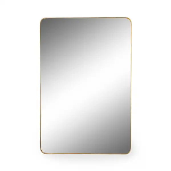 Large Gold Rectangular Thin Metal Wall Mirror