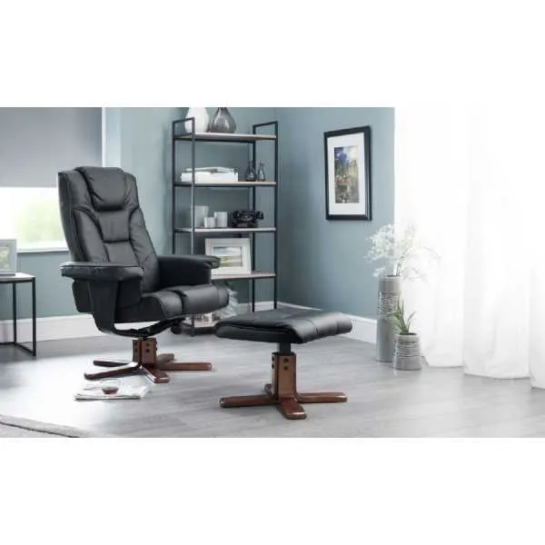 Malmo Swivel Recliner And Stool Black