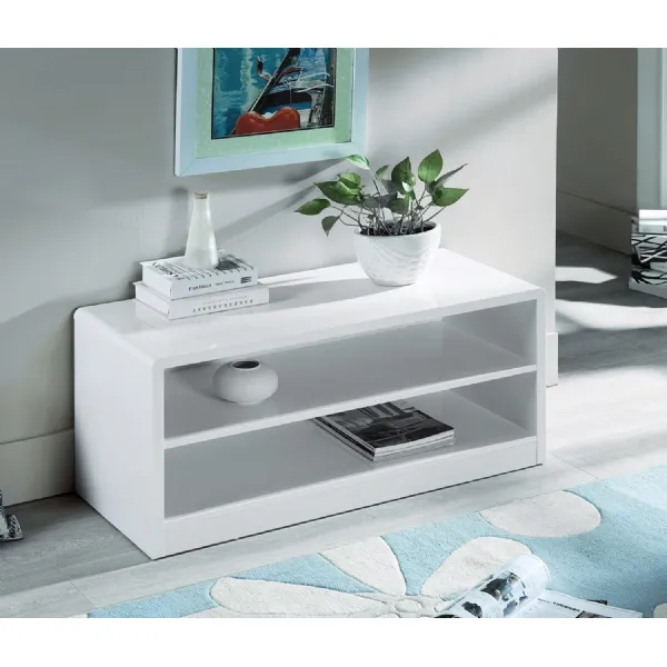 Manhattan High Gloss White Compact TV Unit