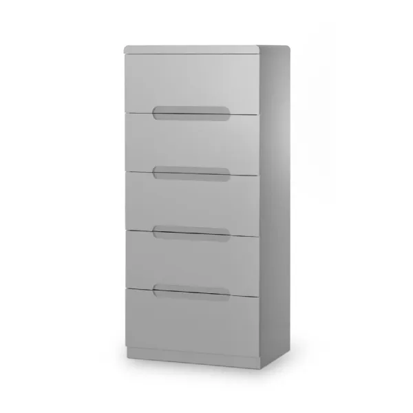 Manhattan 5 Drawer Narrow Chest Grey