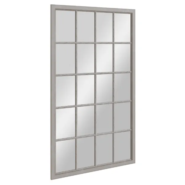 Large Grey Multi Pane Window Wall Mirror