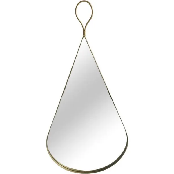 Mirror Collection Gold Mirror with Brown leather Hanging Strap