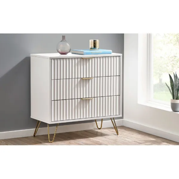 Murano 3 Drawer Chest Matt White