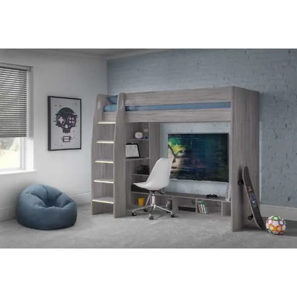 Nebula Gaming Bed Grey Oak