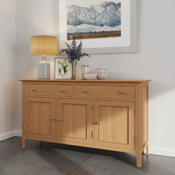 Modern Solid Oak Top 3 Door 2 Drawer Sideboard