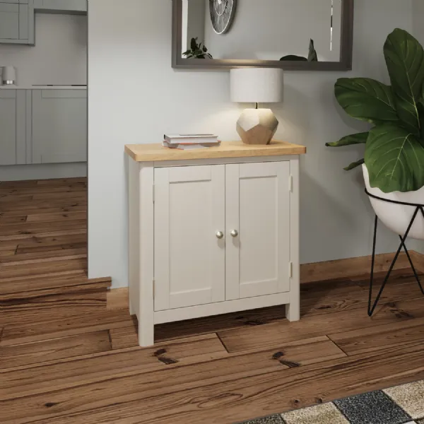 Grey Painted 2 Door Sideboard with Oak Top