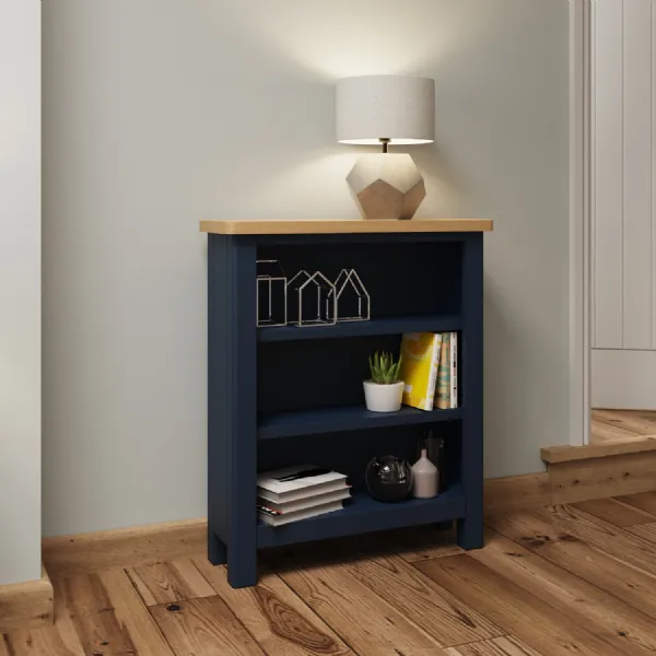 Blue Painted Oak Wide Bookcase