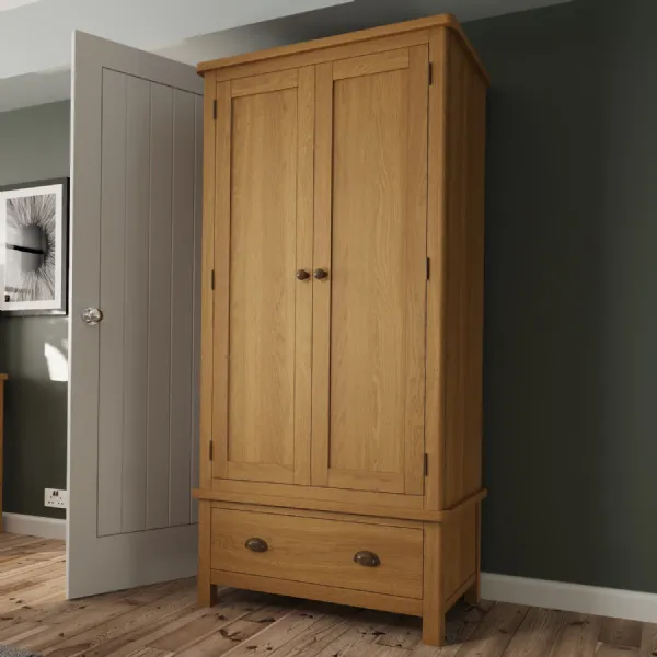 Oak Wood 2 Door Gents Wardrobe