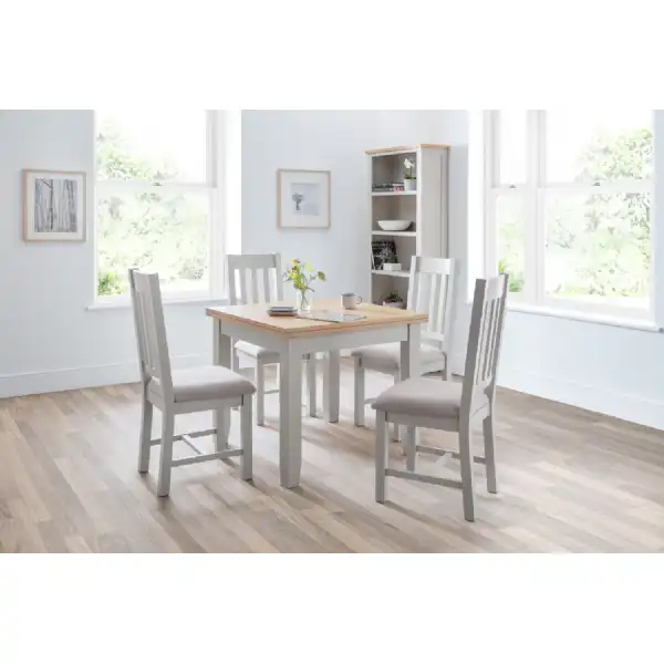 Grey Painted Oak Top Square Flip Top Extending Dining Table