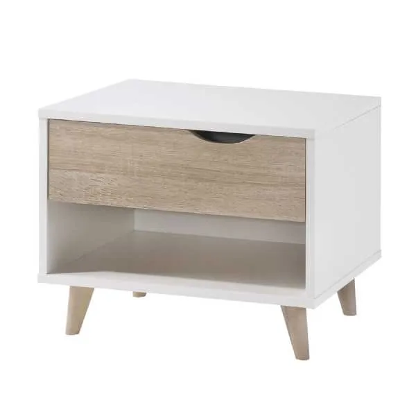 Stockholm 1 Drawer Bedside White oak