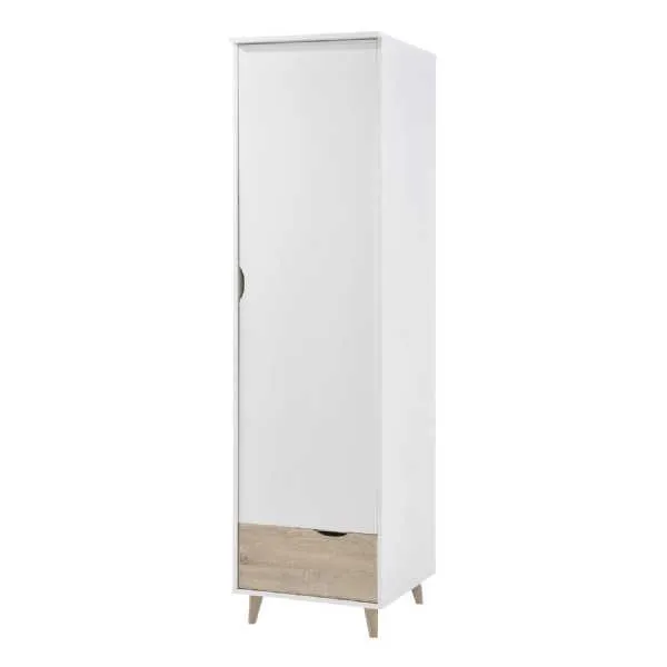 Stockholm 1 Door Wardrobe White oak